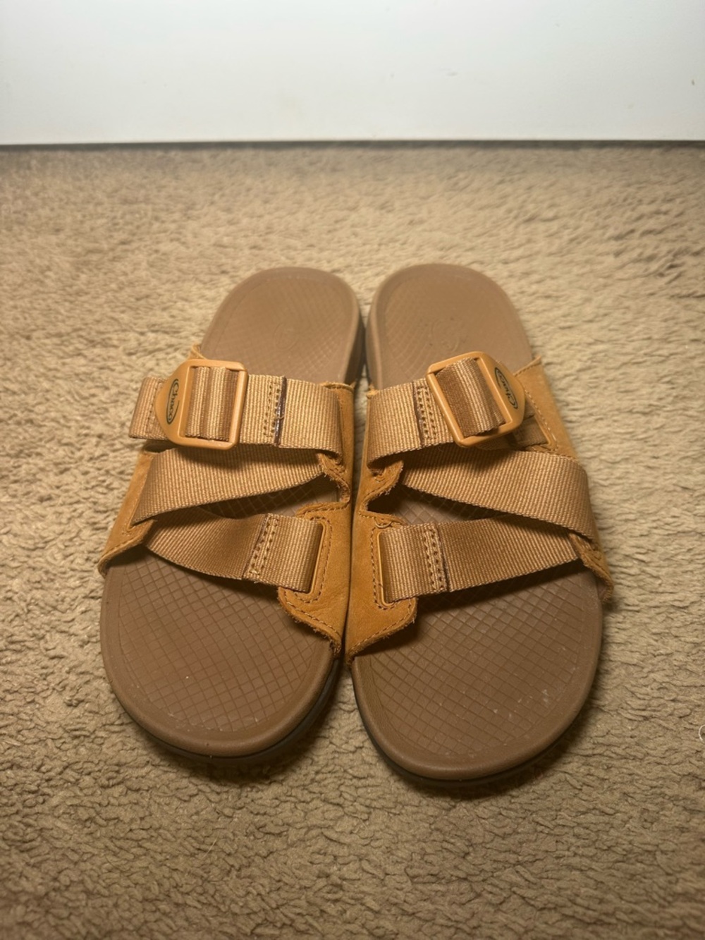 Chaco Women's Lowdown Leather Slide Sandals Size 6 Camel Color